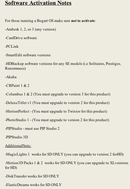 MSUS Software Activation Notes